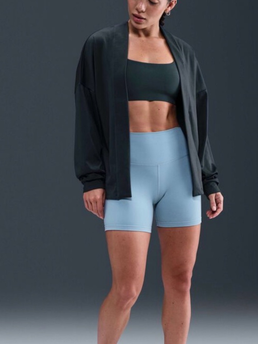 NWT Nike Zenvy Women’s Dri-FIT open front dark green Oversized jacket Sz S